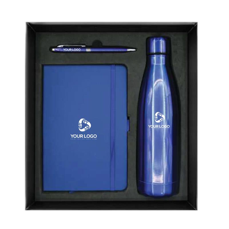 Promotional Gift Sets With PU Notebook, Metal Pen with Stylus, Insulated Bottle